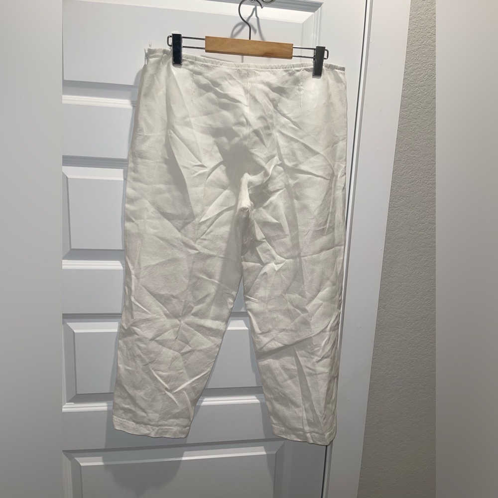 Eileen fisher 100% linen side zipper cropped pant M